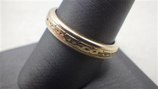 14K Yellow Gold Art Deco Geometric Band, Size: 10, 5.9g,